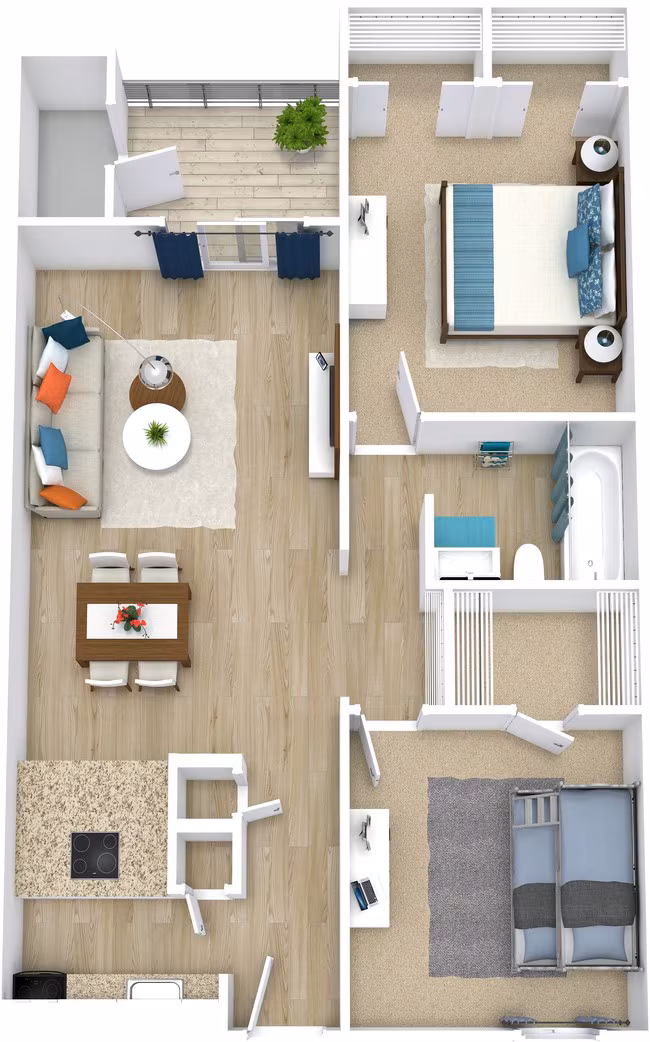 2 Beds • 2 Bath 273N floor plan